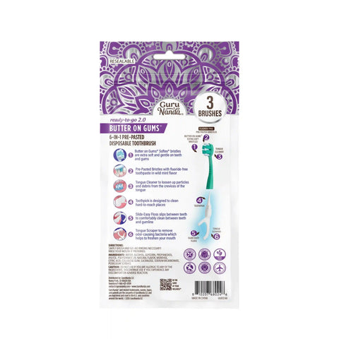 6-in-1 Ready to Go Butter on Gums Pre-Pasted Toothbrushes 2.0